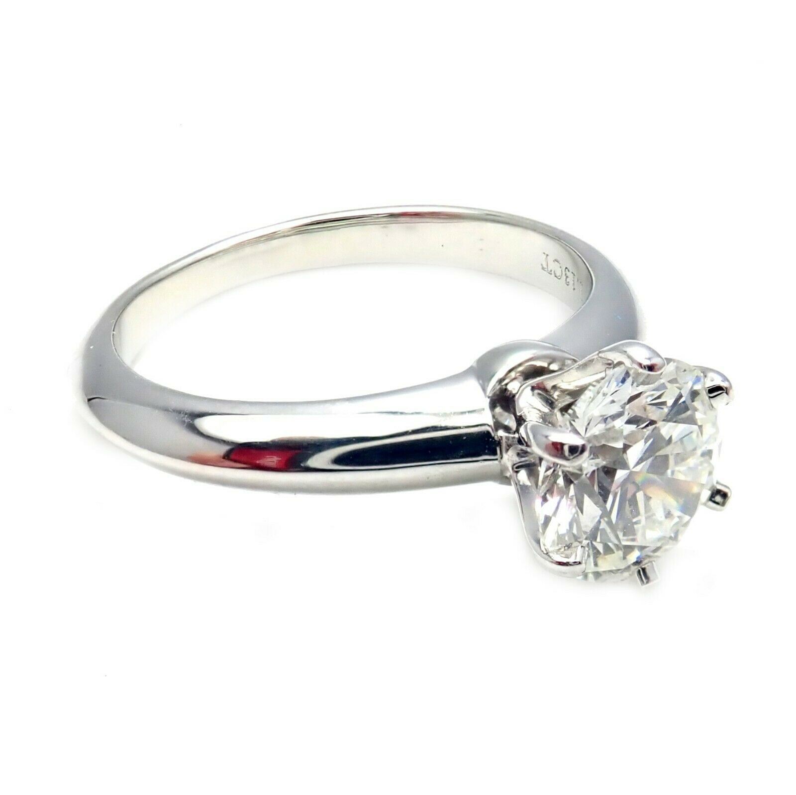 Tiffany & Co. Jewelry & Watches:Vintage & Antique Jewelry:Rings Authentic! Tiffany & Co. Platinum 1.13ct Diamond H VS1 XXX Engagement Ring Cert