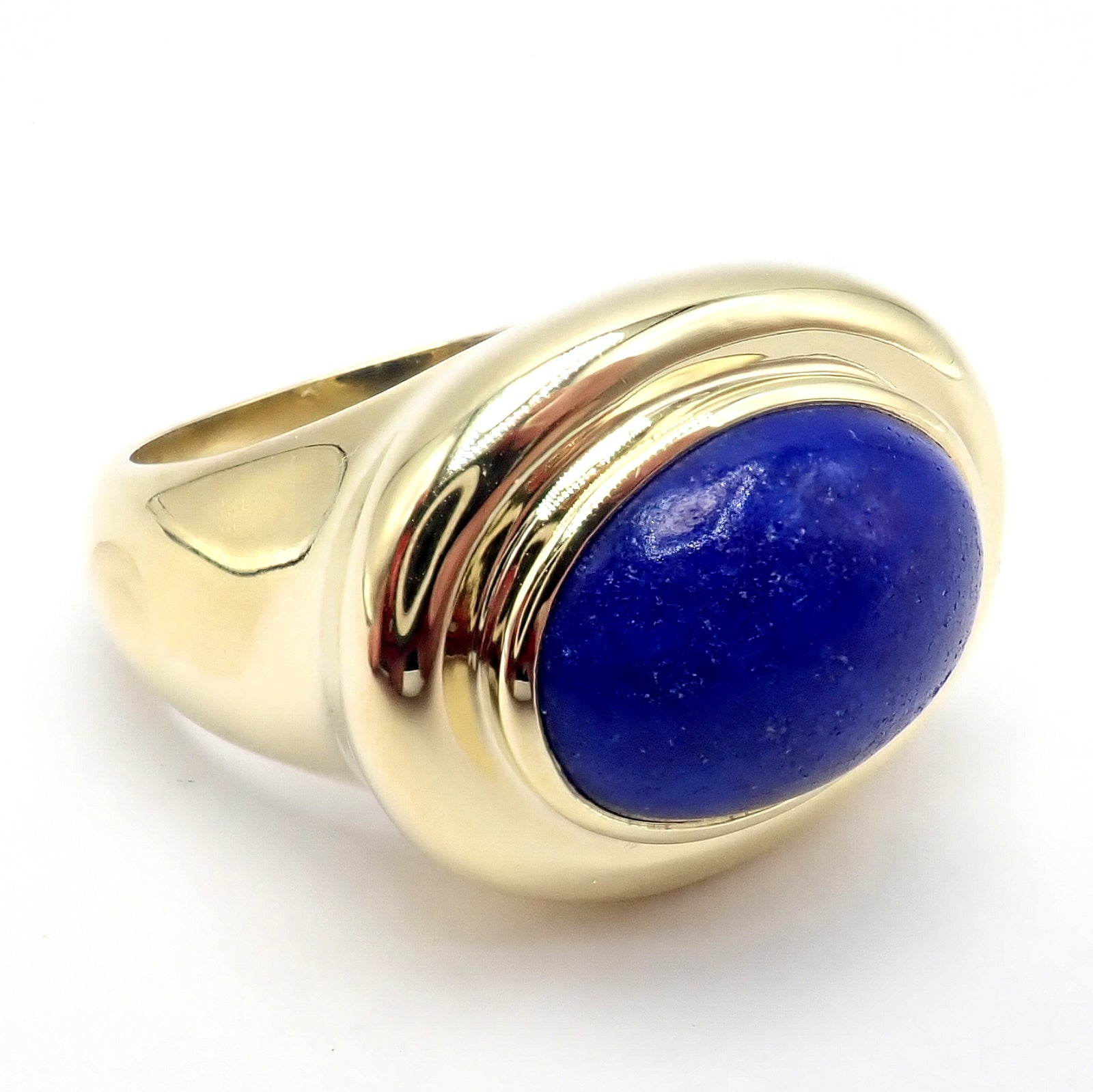 Authentic! Tiffany & Co Paloma Picasso 18k Yellow Gold Large Lapis Oval Ring | Fortrove