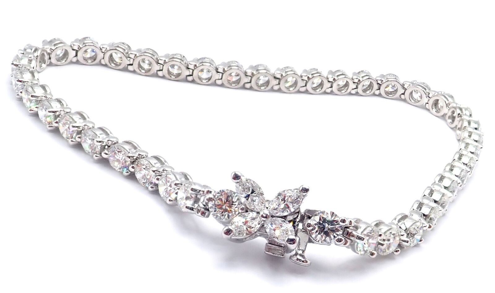 Authentic! Tiffany & Co Victoria Platinum 6.5ct Diamond Line Tennis Bracelet | Fortrove