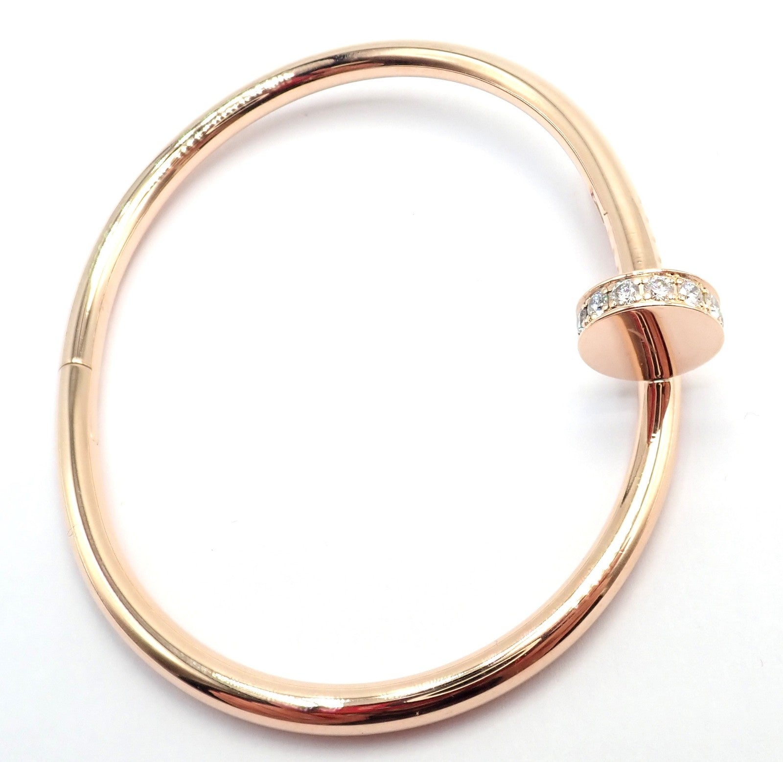 Cartier Juste un Clou Nail 18k Rose Gold Diamond Classic Bangle Bracelet Size 16 | Fortrove