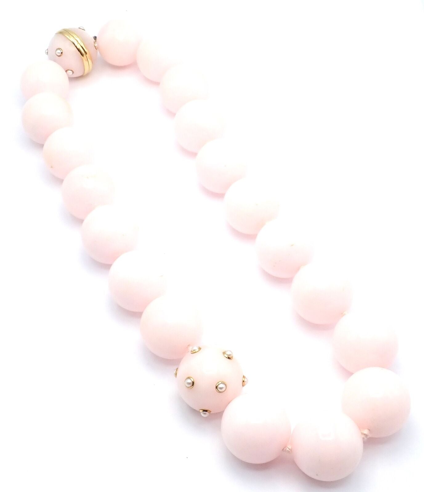 Verdura Jewelry & Watches:Fine Jewelry:Necklaces & Pendants Authentic! Verdura 18k Yellow Gold Large Pink Quartz Pearl Bead Necklace