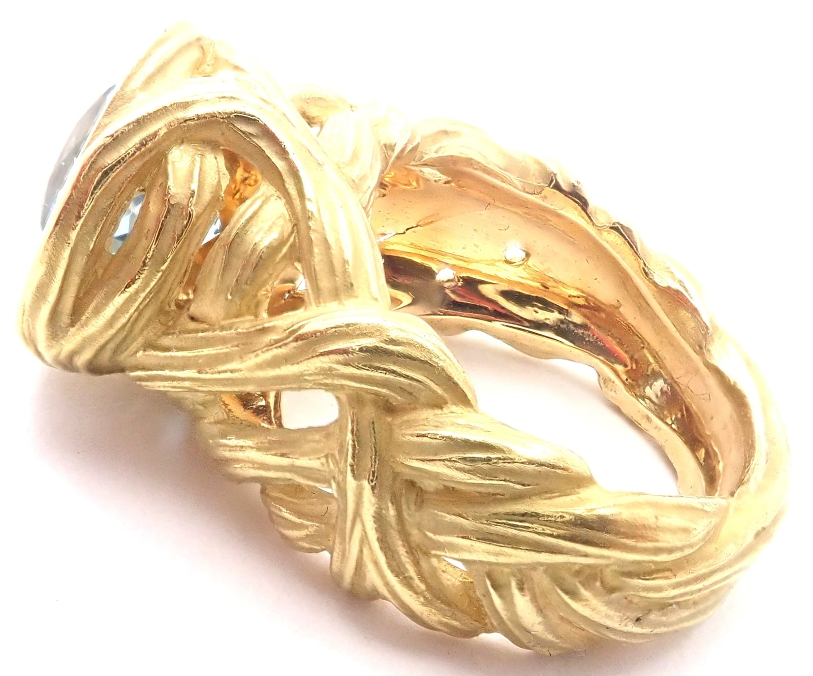 Angela Cummings Jewelry & Watches:Fine Jewelry:Rings Authentic! Angela Cummings 18k Yellow Gold Large Aquamarine Ring