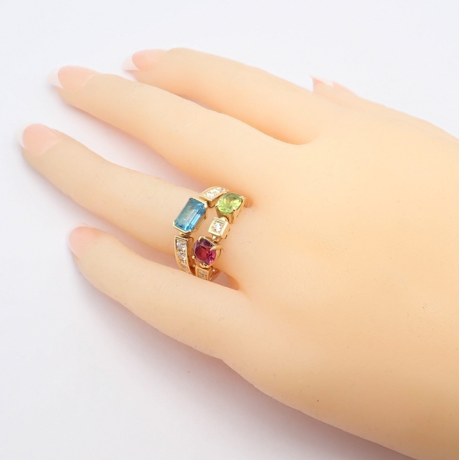 Bulgari Jewelry & Watches:Fine Jewelry:Rings Bulgari Bulgari Allegra 18k Gold Diamond Peridot Tourmaline Band Ring