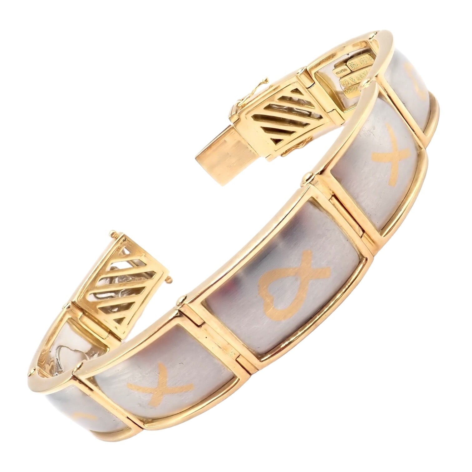 Tiffany & Co. Jewelry & Watches:Fine Jewelry:Bracelets & Charms Vintage! Tiffany & Co Picasso 18k Yellow Gold Platinum Signature Panel Bracelet