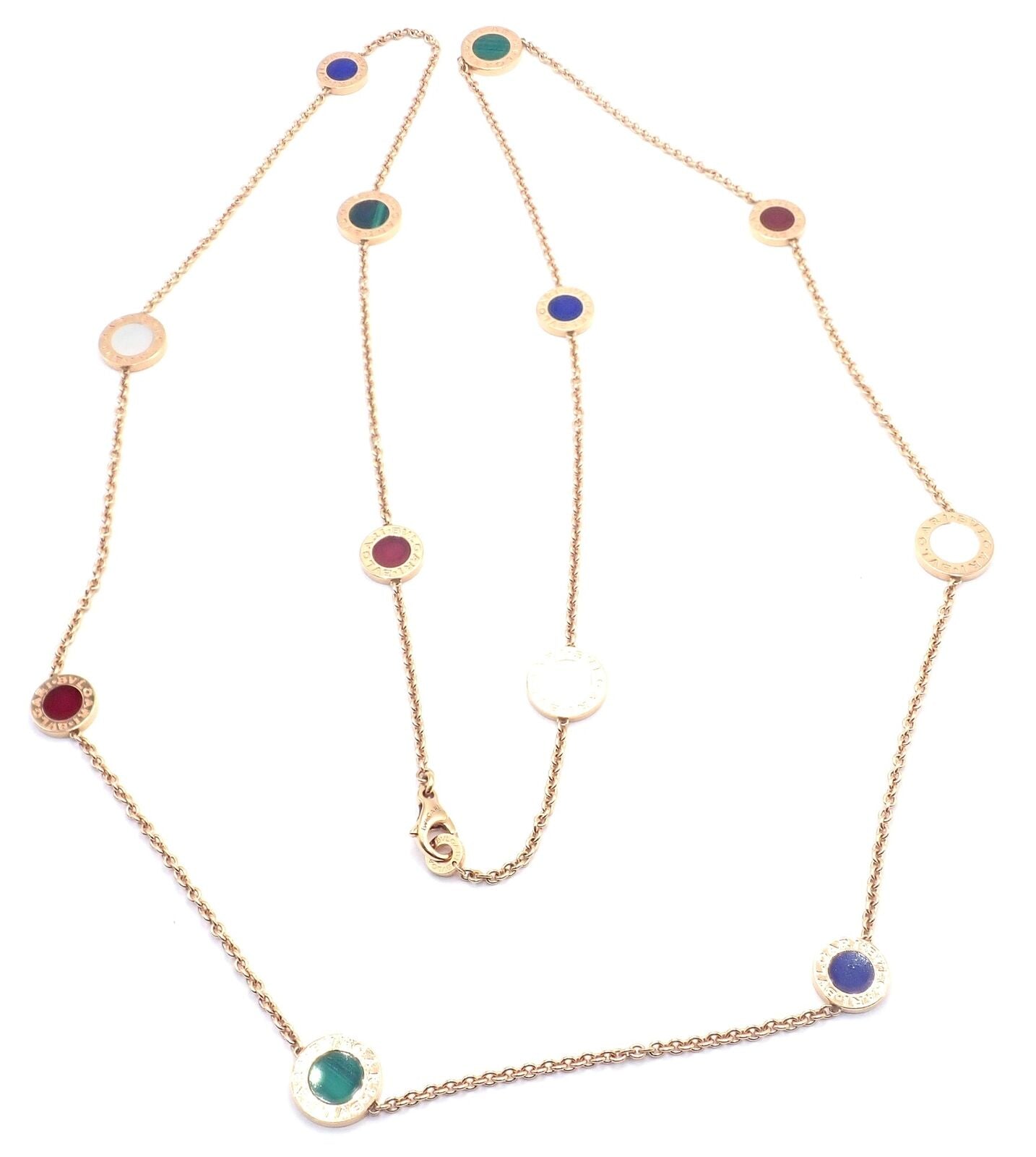 Bvlgari Jewelry & Watches:Fine Jewelry:Necklaces & Pendants Authentic! Bvlgari Bulgari 18k Yellow Gold Multi Gemstone Long Necklace Paper