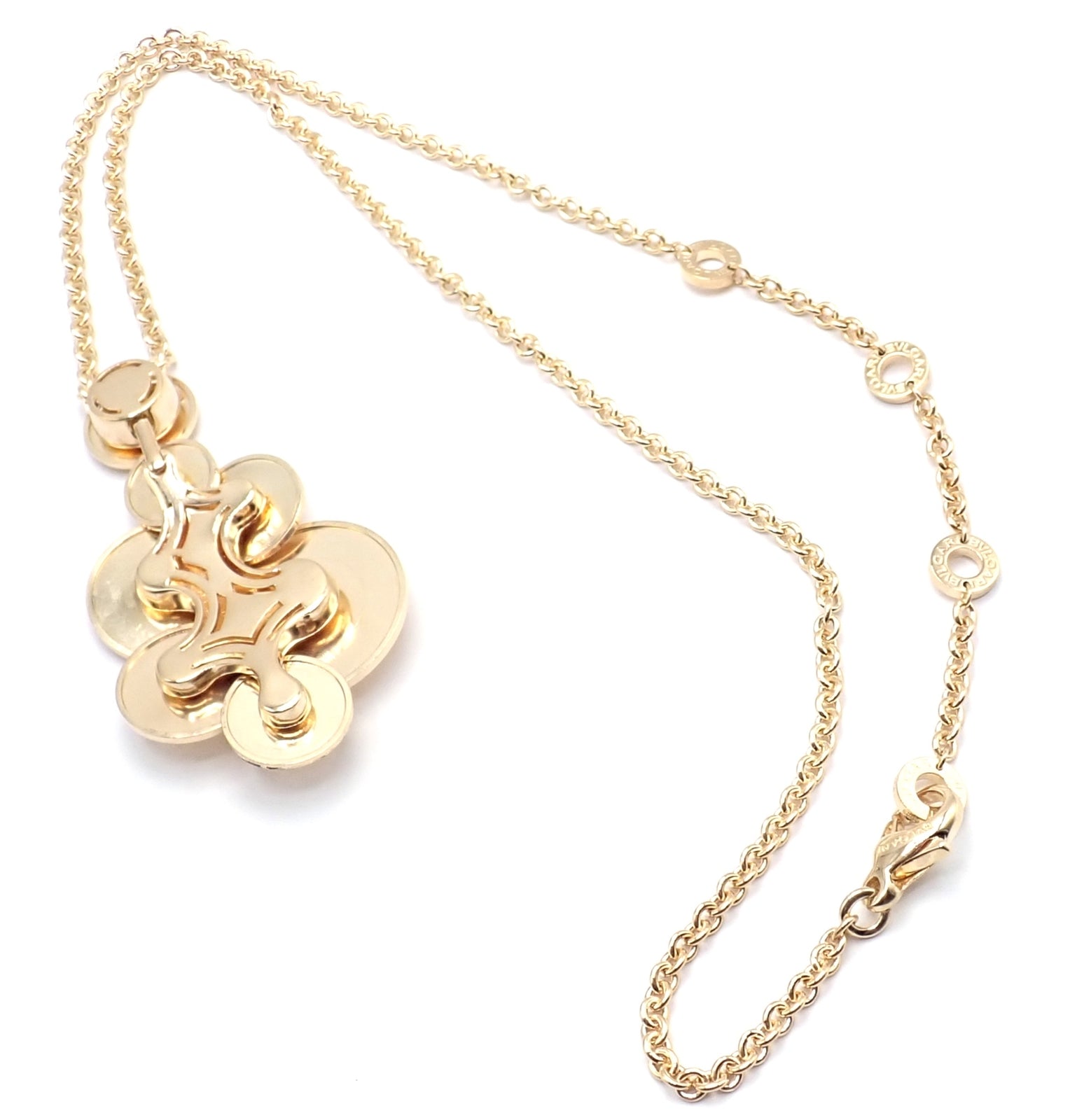 Authentic! Bulgari Bvlgari Cicladi 18k Yellow Gold Large Pendant Link Necklace | Fortrove