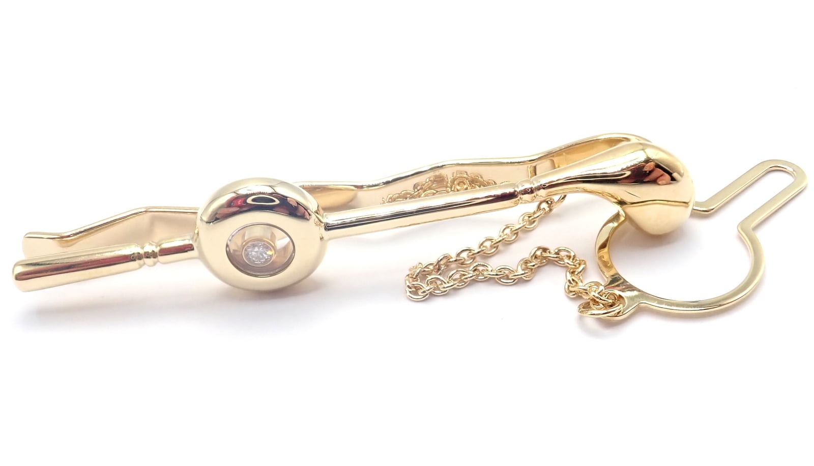 Authentic Vintage Chopard 18k Yellow Gold Happy Diamond Golf Club Tie Clip Clasp | Fortrove