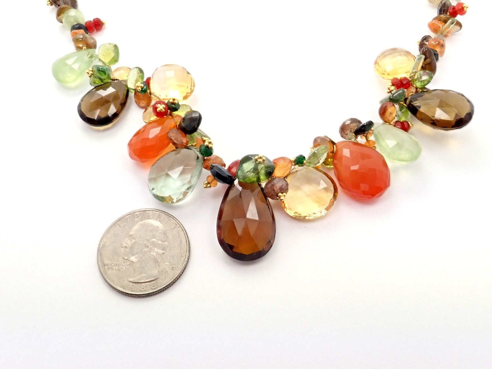 Rare Laura Gibson 22k Yellow Gold Briolette Onyx Spessartite Bead Candy Necklace | Fortrove