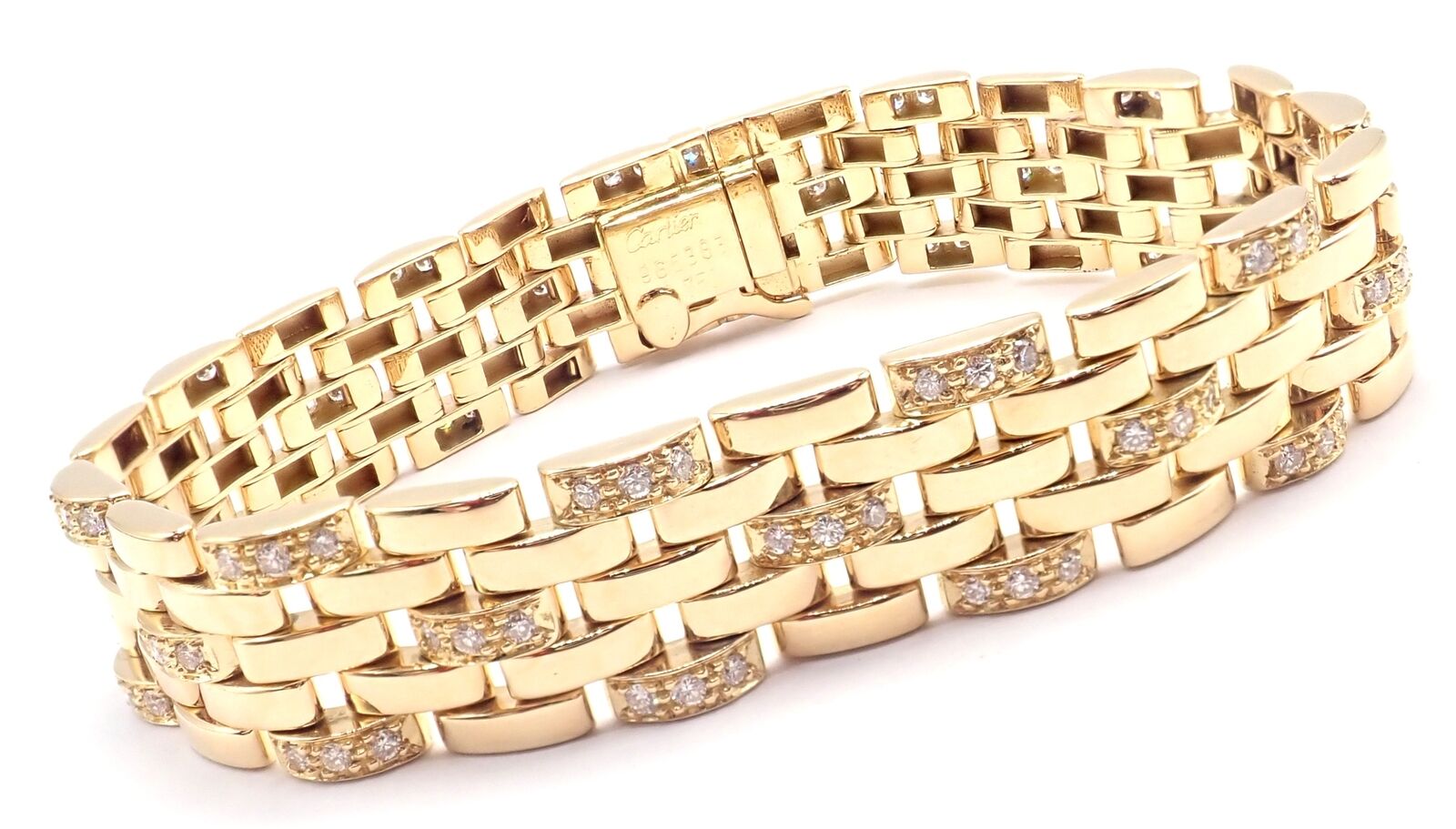 Authentic Cartier Maillon Panthere 18K Gold Diamond Five Row Link Gold Bracelet | Fortrove