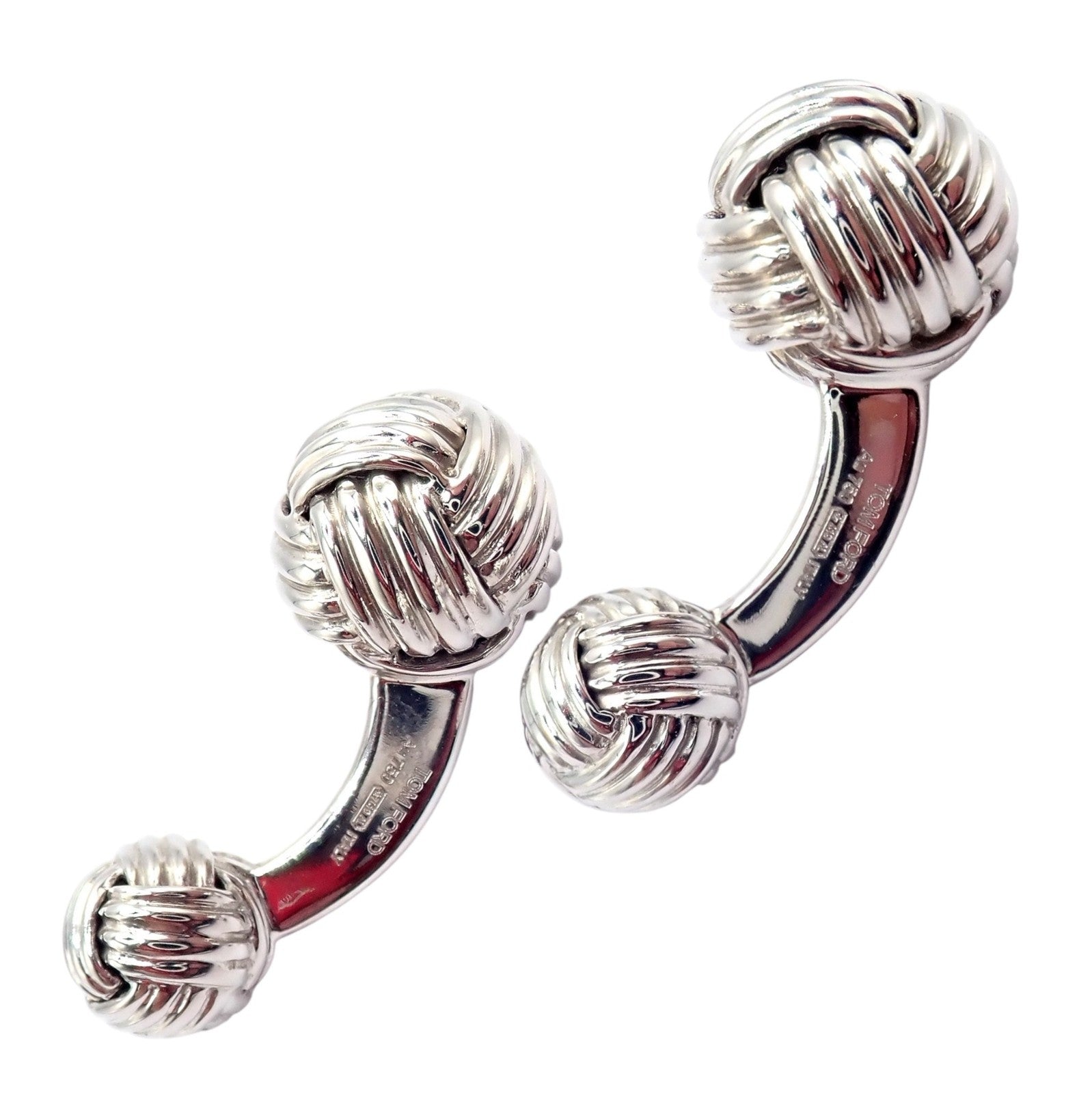 Tom Ford Jewelry & Watches:Men's Jewelry:Cufflinks Authentic Tom Ford 18k White Gold Signature Classic Rope Knot Cufflinks