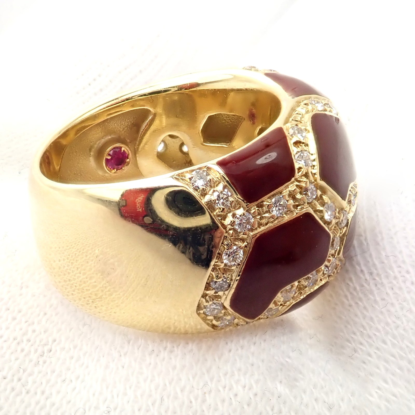 Authentic! Roberto Coin Giraffe 18k Yellow Gold Enamel Diamond Ring | Fortrove