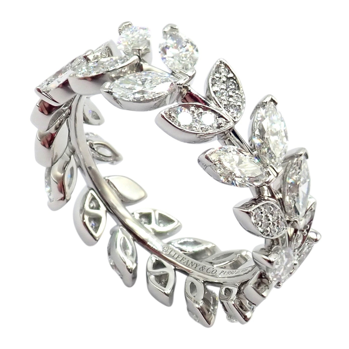 Authentic! Tiffany & Co Platlinum Victoria Vine Diamond 1.90ct Eternity Ring 7 | Fortrove