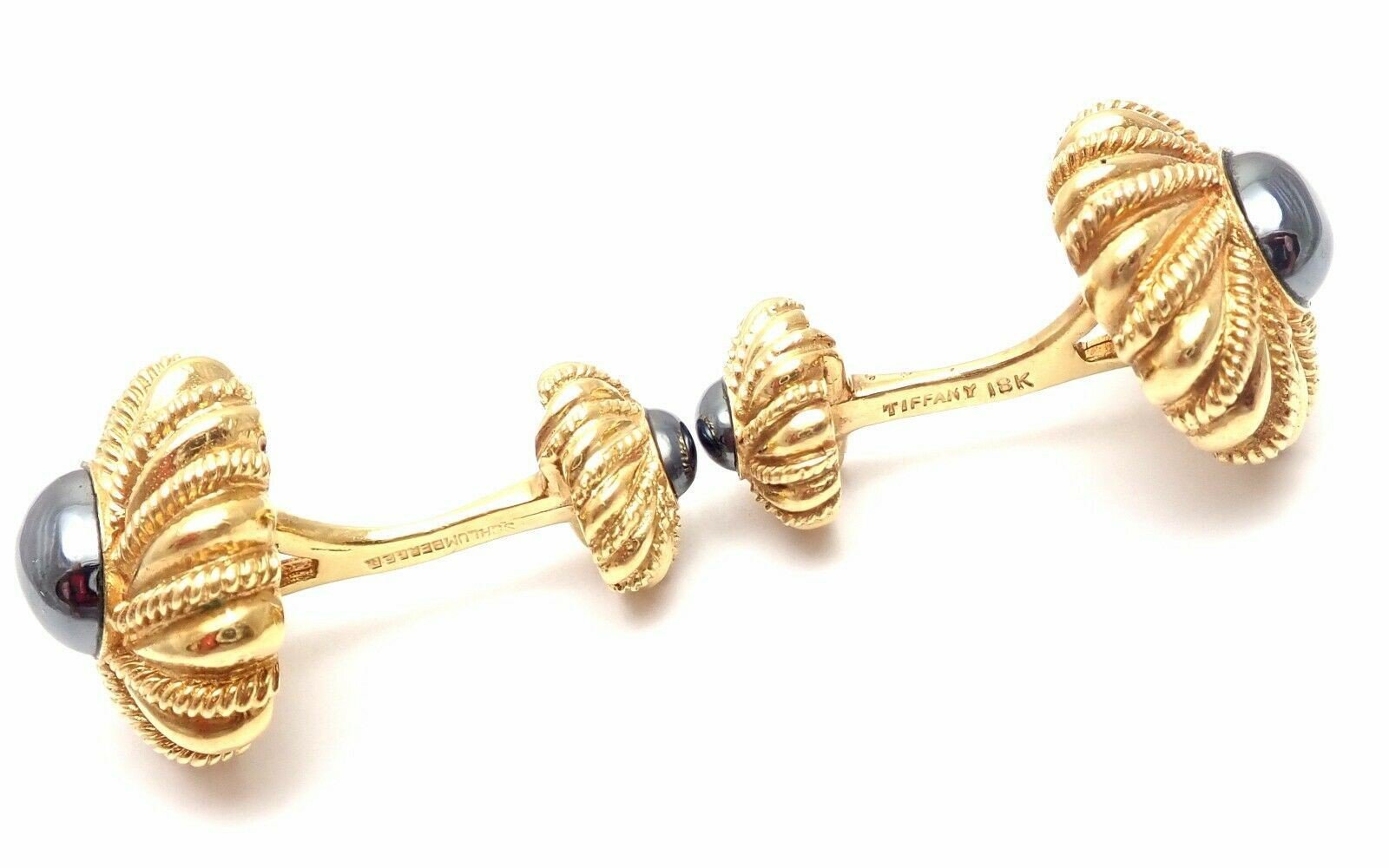 Tiffany & Co. Jewelry & Watches:Men's Jewelry:Cufflinks Authentic! Tiffany & Co Jean Schlumberger 18k Yellow Gold Hematite Cufflinks
