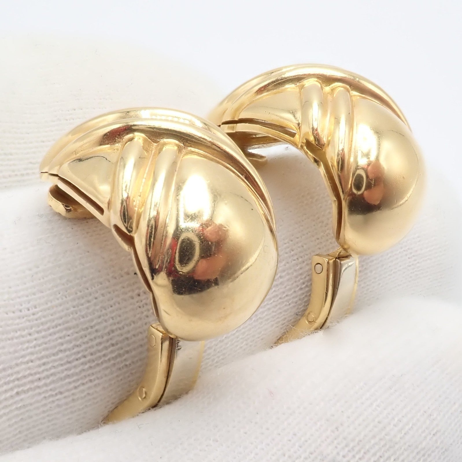 Authentic! Vintage Bulgari Bvlgari 18k Yellow Gold Roma Double X Huggie Earrings | Fortrove