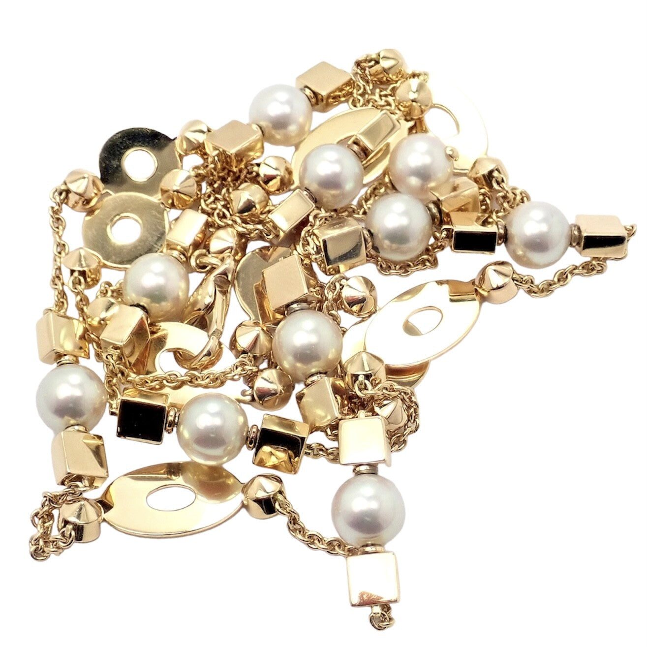 Authentic! Bulgari Bvlgari Lucea 18k Yellow Gold 34" 7mm Pearl Necklace | Fortrove