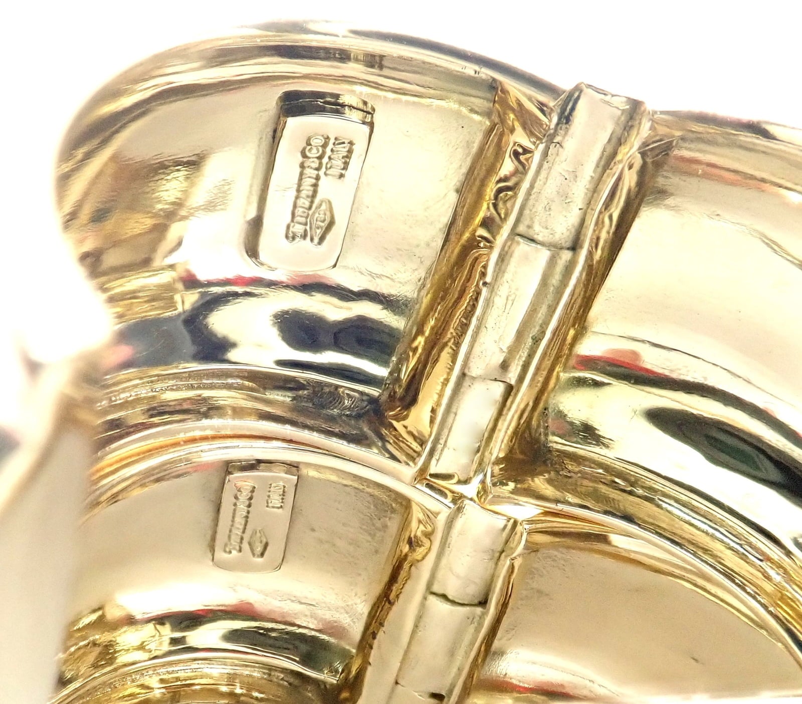 Tiffany & Co. Jewelry & Watches:Fine Jewelry:Earrings Rare! Authentic Vintage Tiffany & Co 18k Yellow Gold Wide Hoop Earrings
