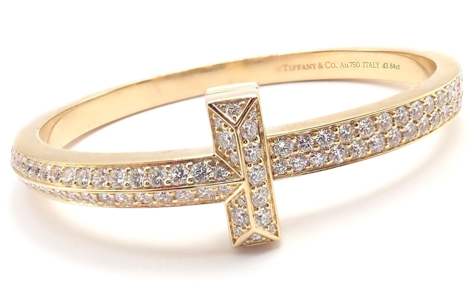 Tiffany & Co. Jewelry & Watches:Fine Jewelry:Bracelets & Charms Authentic! Tiffany & Co 18k Yellow Gold Diamond T1 Wide Hinged Bangle Bracelet