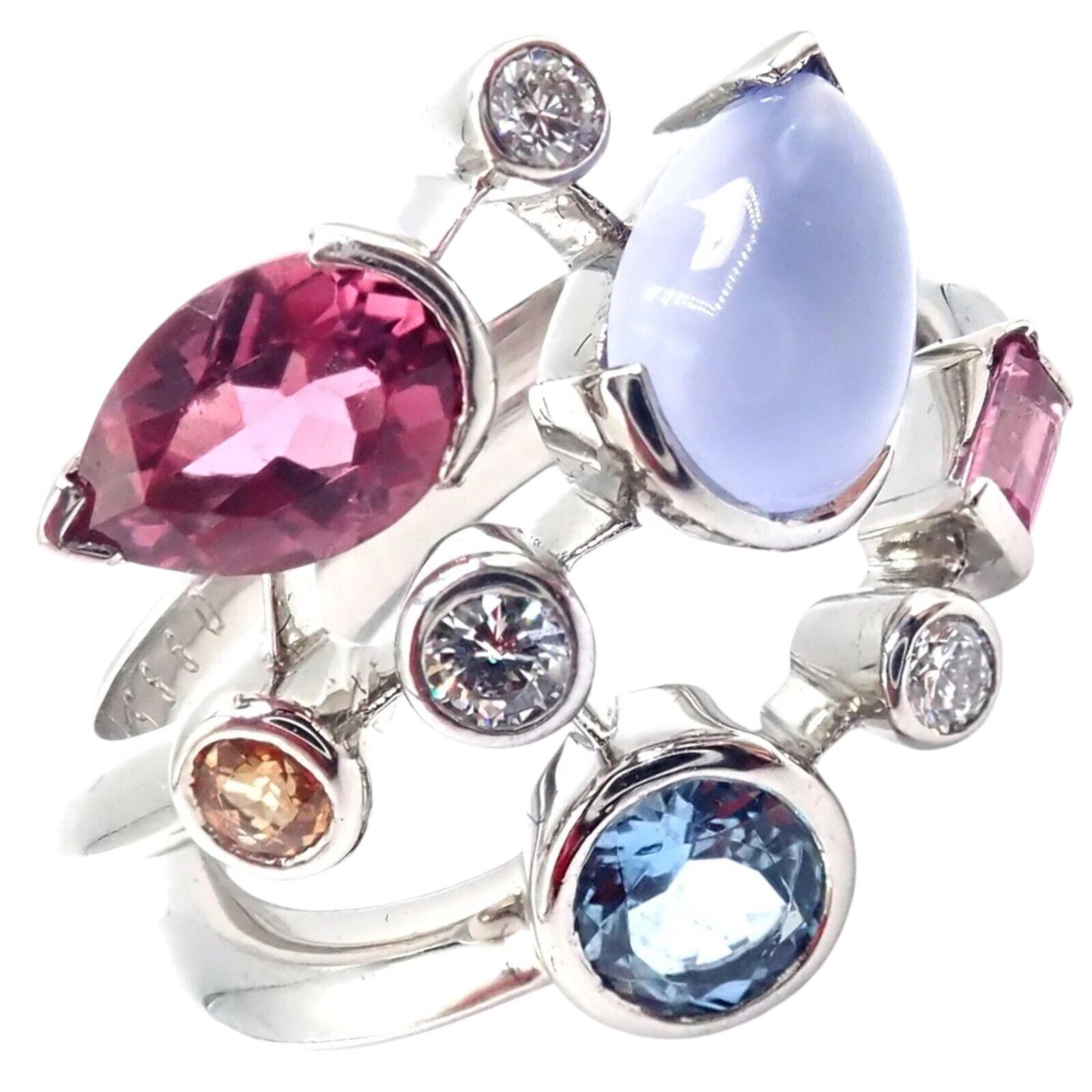 Cartier Jewelry & Watches:Fine Jewelry:Rings Authentic! Cartier Meli Melo Platinum Chalcedony Tourmaline Garnet Diamond Ring