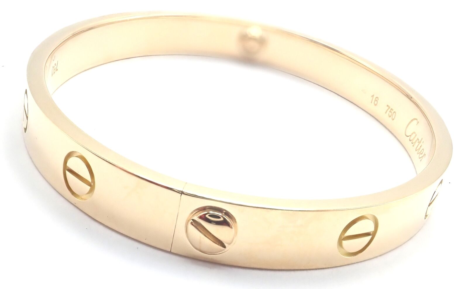 Authentic! Cartier 18k Yellow Gold Love Bangle Bracelet Size 16 Paper | Fortrove