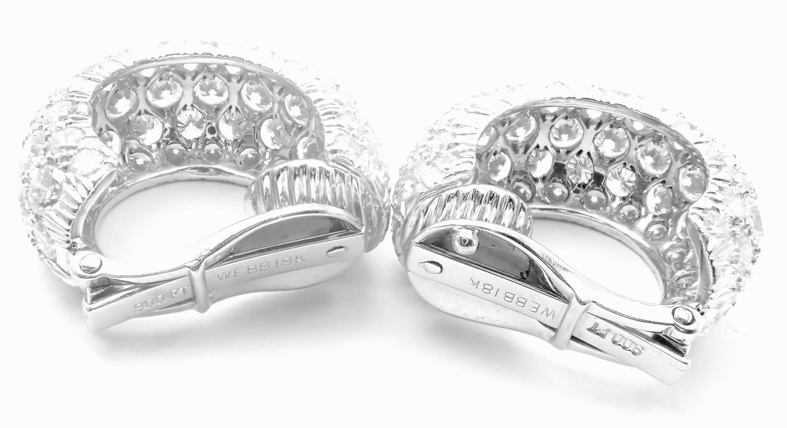 Authentic! David Webb Platinum 18k White Gold 10ct Diamond Hoop Earrings | Fortrove