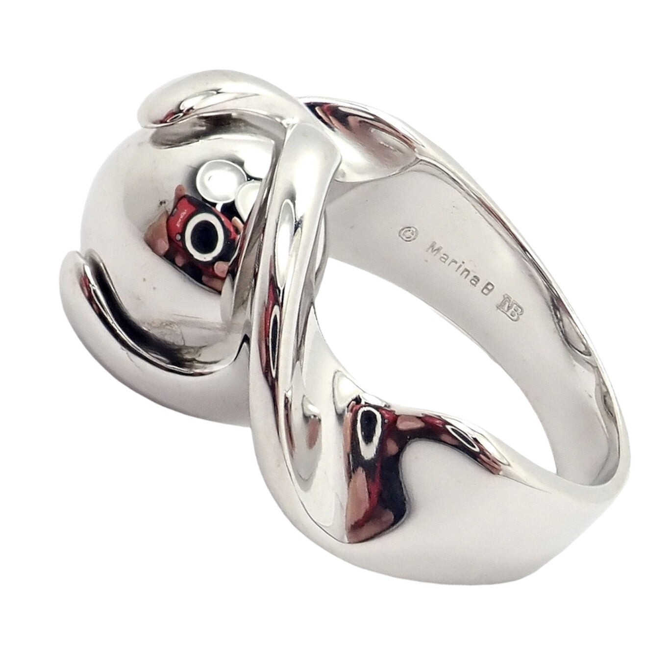 Marina B Jewelry & Watches:Fine Jewelry:Rings Authentic! Marina B 18k White Gold Rolling Ball Globe Ring Sz 7