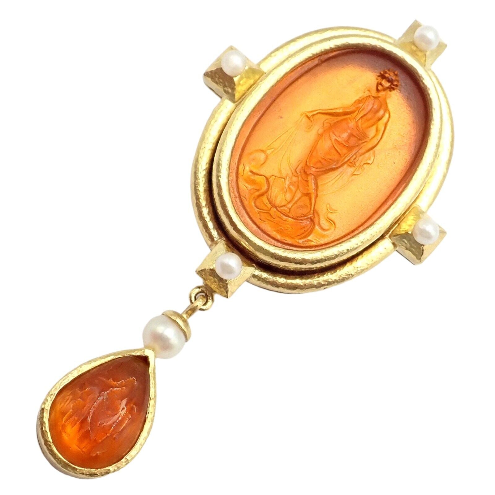 Elizabeth Locke Jewelry & Watches:Fine Jewelry:Brooches & Pins Authentic! Elizabeth Locke 18k Yellow Gold Pearl Venetian Gllass Brooch Pendant