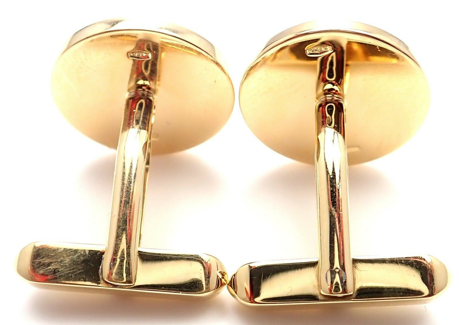 Authentic! Bvlgari Bulgari 18k Yellow Gold Black Onyx Cufflinks | Fortrove