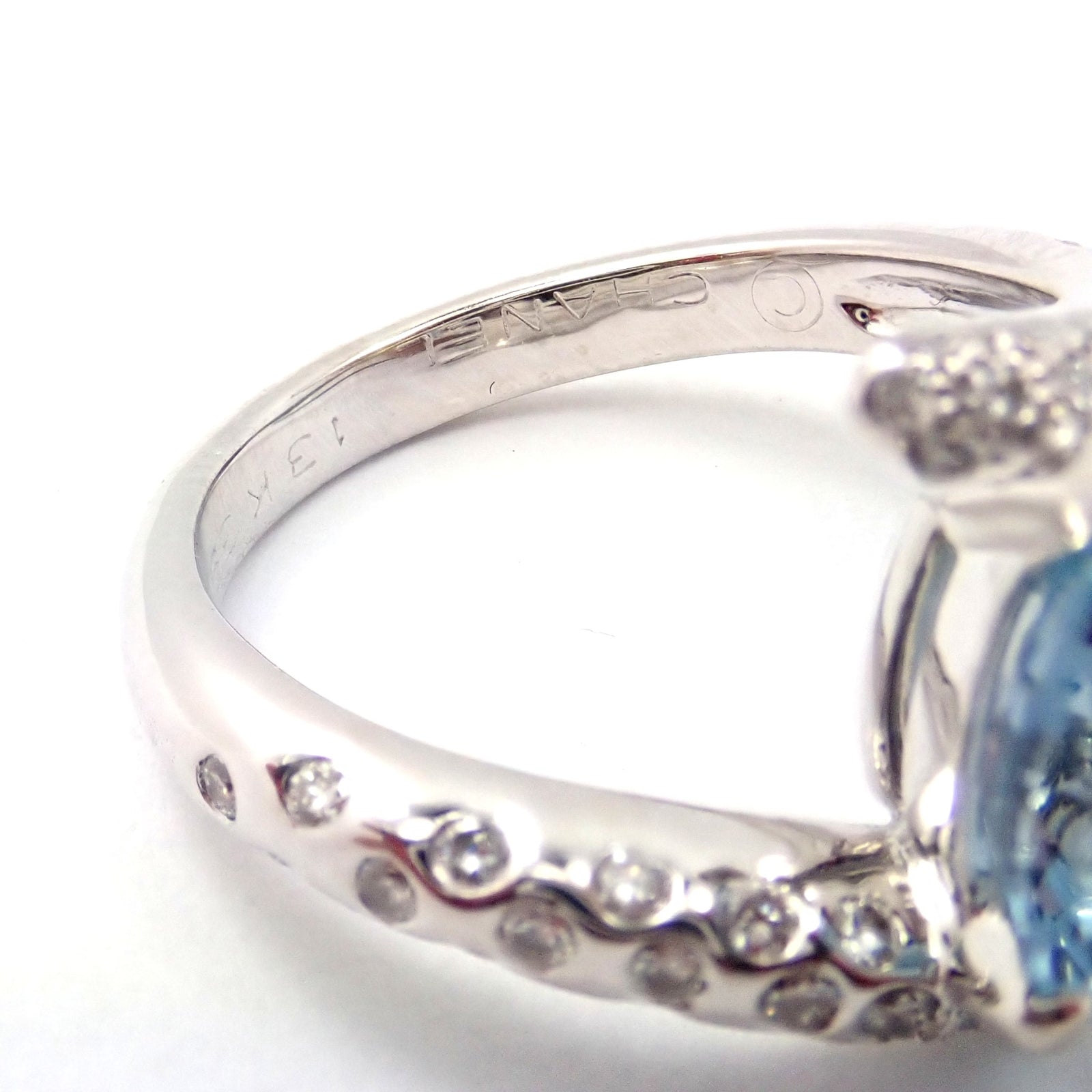 CHANEL Jewelry & Watches:Fine Jewelry:Rings Authentic! Chanel Comete Star 18k White Gold Diamond 2.25ct Aquamarine Ring