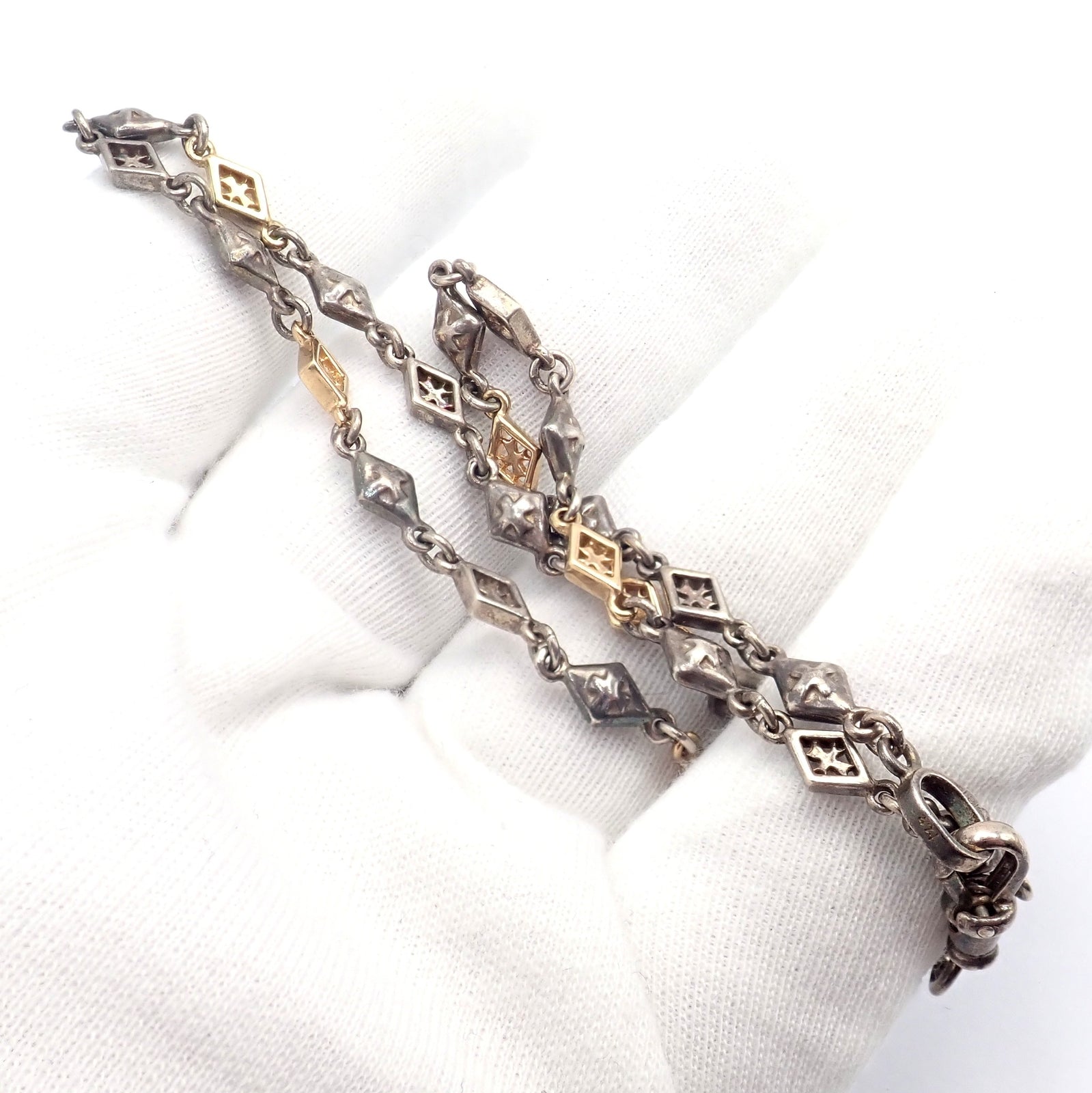 Authentic! Loree Rodkin 18k Yellow Gold + Silver 16" Chain Necklace | Fortrove