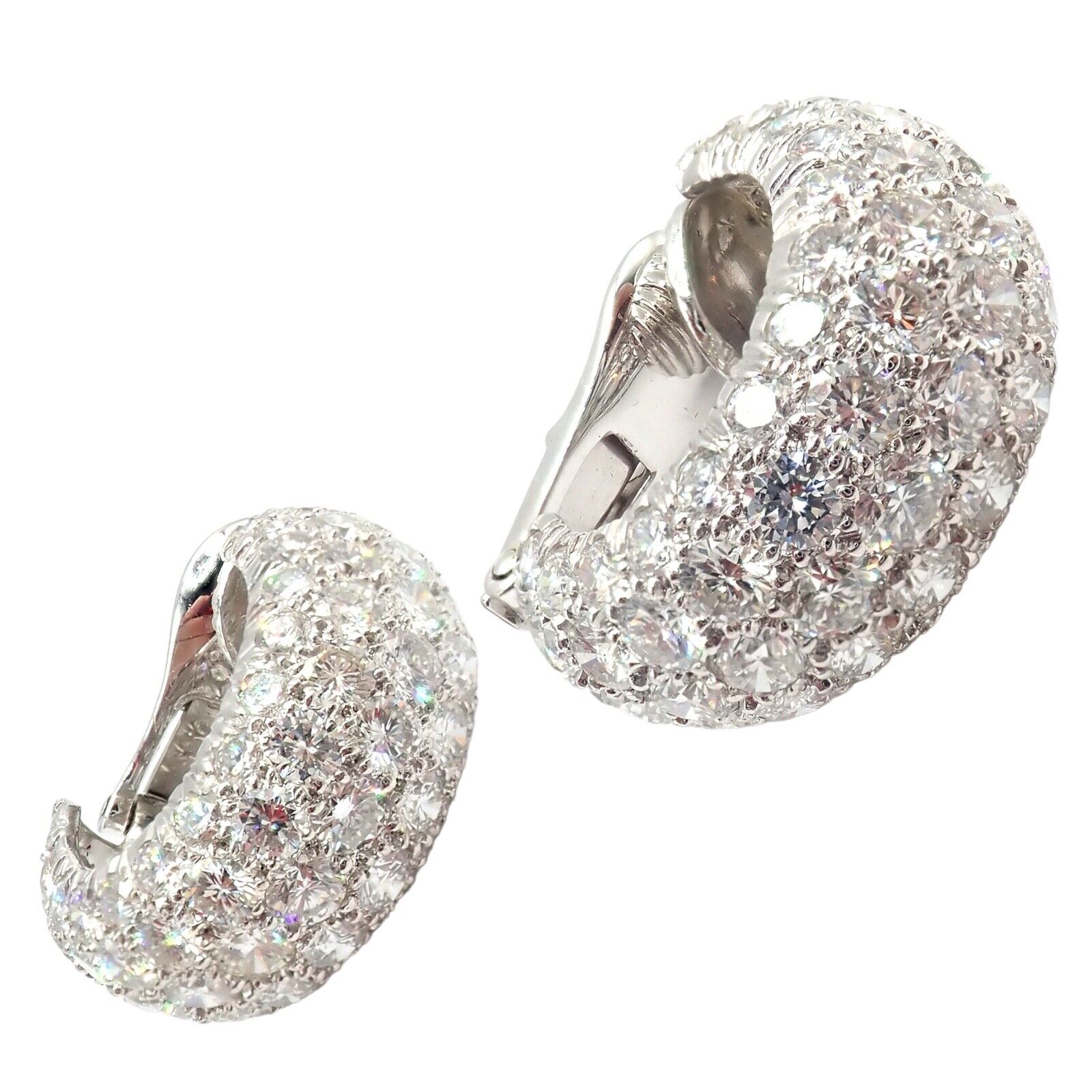 David Webb Jewelry & Watches:Fine Jewelry:Earrings Authentic! David Webb Platinum 18k White Gold 10ct Diamond Hoop Earrings