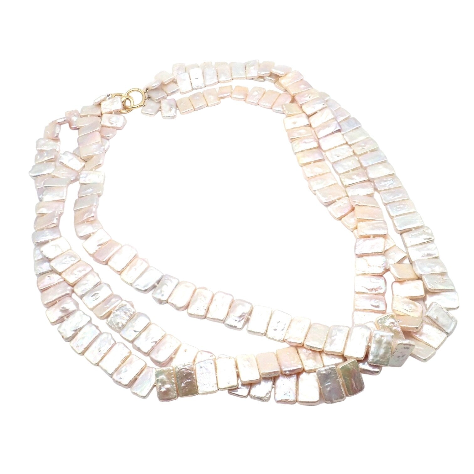Rare! Angela Cummings 18k Yellow Gold Mother Of Pearl Three Row Necklace 1984 | Fortrove