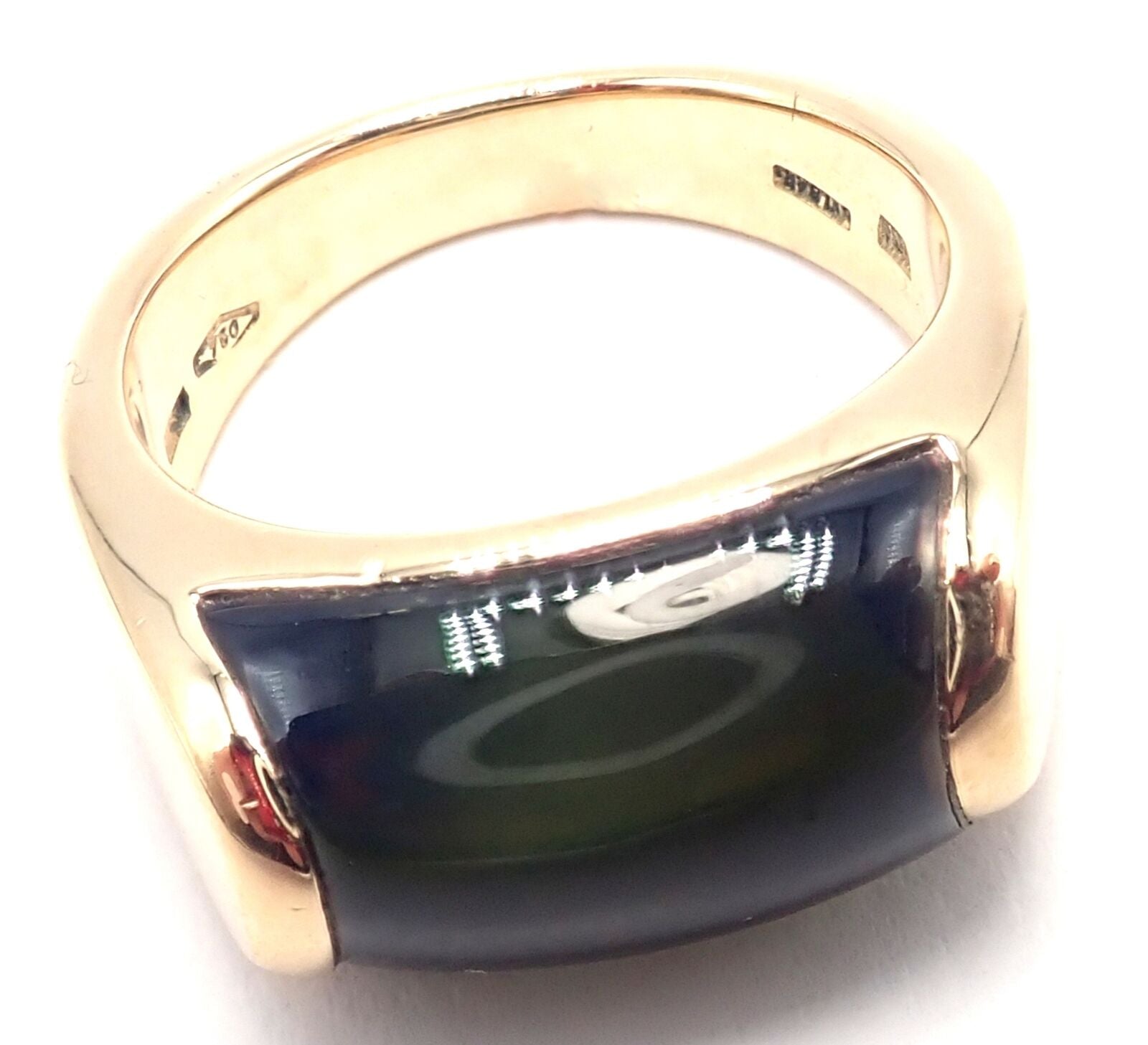 Bulgari Jewelry & Watches:Fine Jewelry:Rings Authentic Bulgari Bvlgari Tronchetto 18k Yellow Gold Large Green Tourmaline Ring