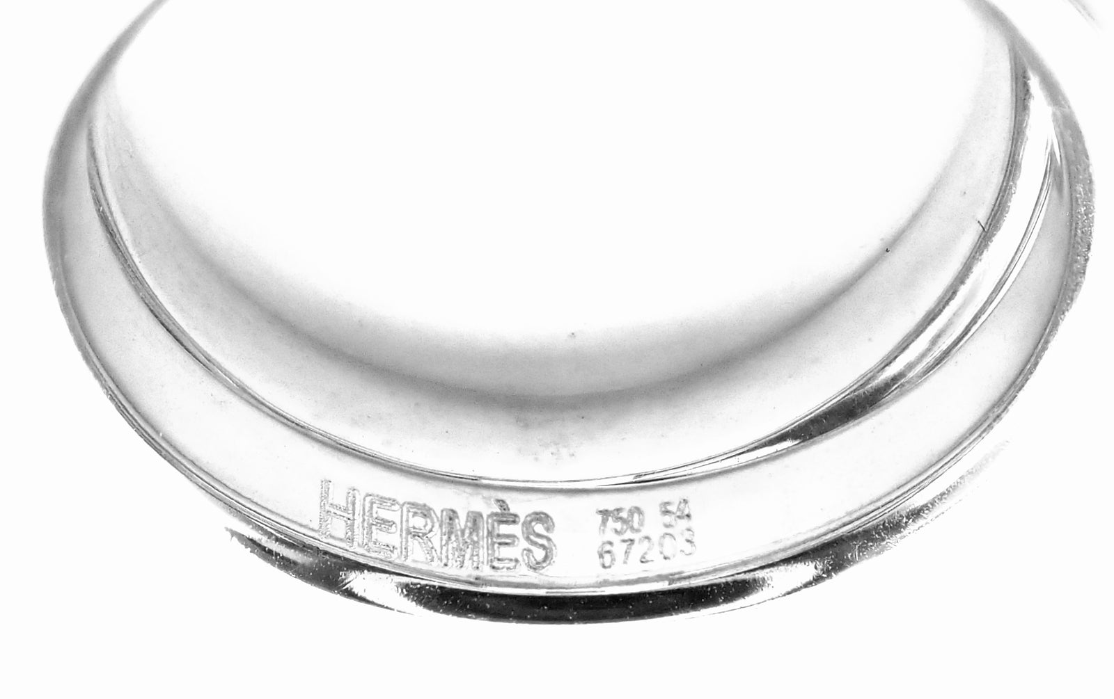 Authentic! Hermes 18k White Gold Diamond H Double Band Flex Band Ring | Fortrove