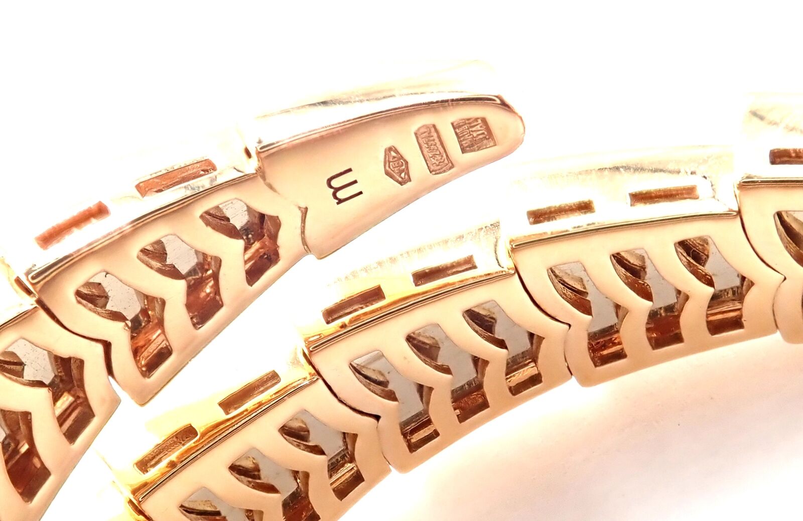 Bvlgari Jewelry & Watches:Fine Jewelry:Bracelets & Charms Authentic! Bulgari Bvlgari Serpenti Viper 18k Rose Gold Diamond Bangle Bracelet