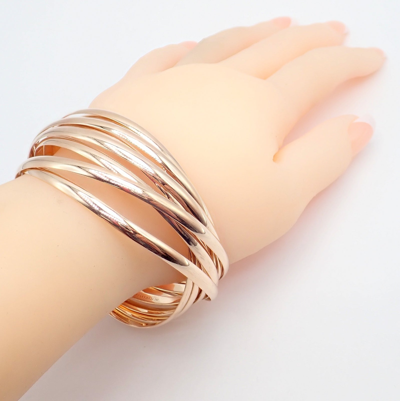 Authentic! Tiffany & Co 18k Rose Gold 9 Row Melody Calife Picasso Large Bracelet | Fortrove