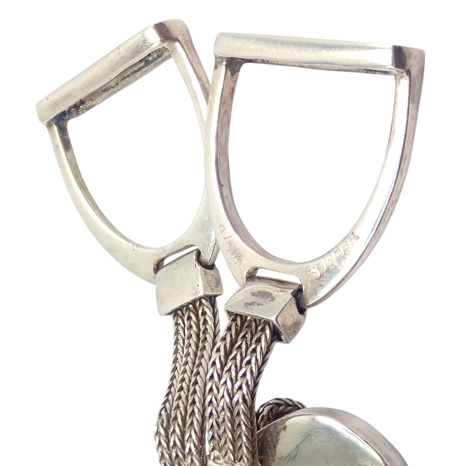 Authentic! Hermes Sterling Silver Double Stirrup Brooch Pin | Fortrove