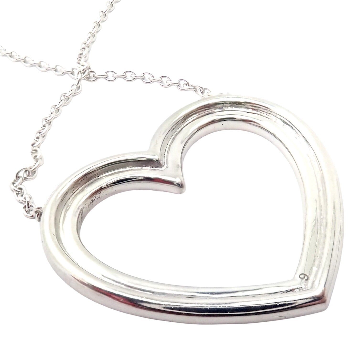 Tiffany & Co. Jewelry & Watches:Fine Jewelry:Necklaces & Pendants Authentic! Tiffany & Co Platinum Diamond Heart Double Metro Pendant Necklace