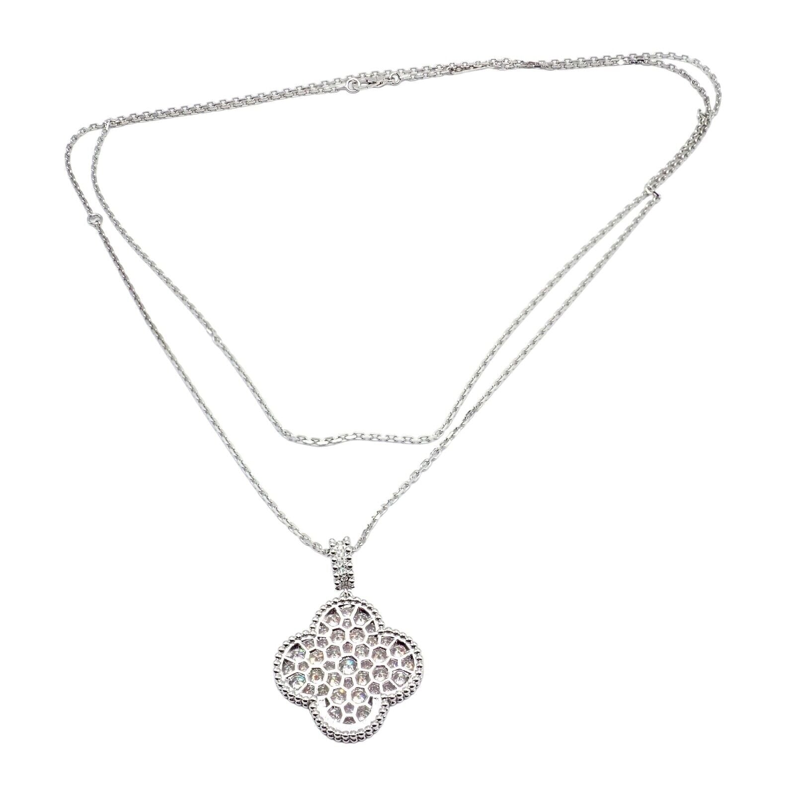 Van Cleef & Arpels Jewelry & Watches:Fine Jewelry:Necklaces & Pendants Van Cleef & Arpels Magic Alhambra 18k White Gold Diamond 1 Motif Long Necklace