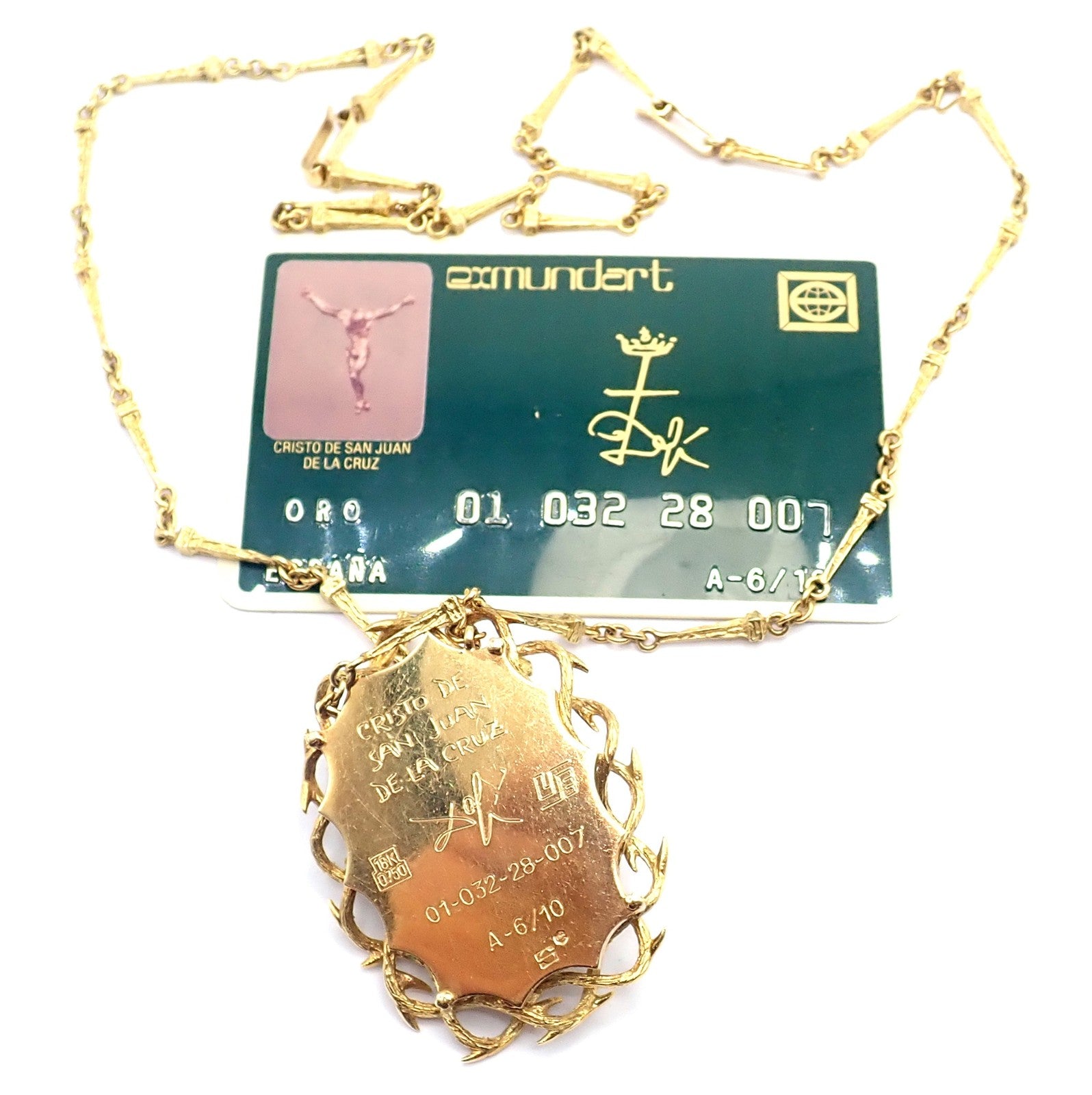 Salvador Dali 18k Gold Black Onyx Christ Saint John Cross Bracelet Necklace Cert | Fortrove