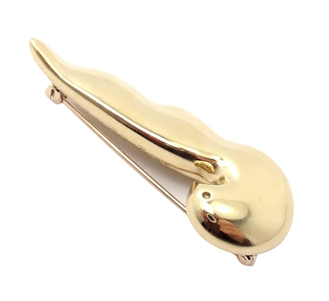 Authentic Tiffany & Co. 18k Yellow Gold Paloma Picasso Dove Bird Pin Brooch 1981 | Fortrove