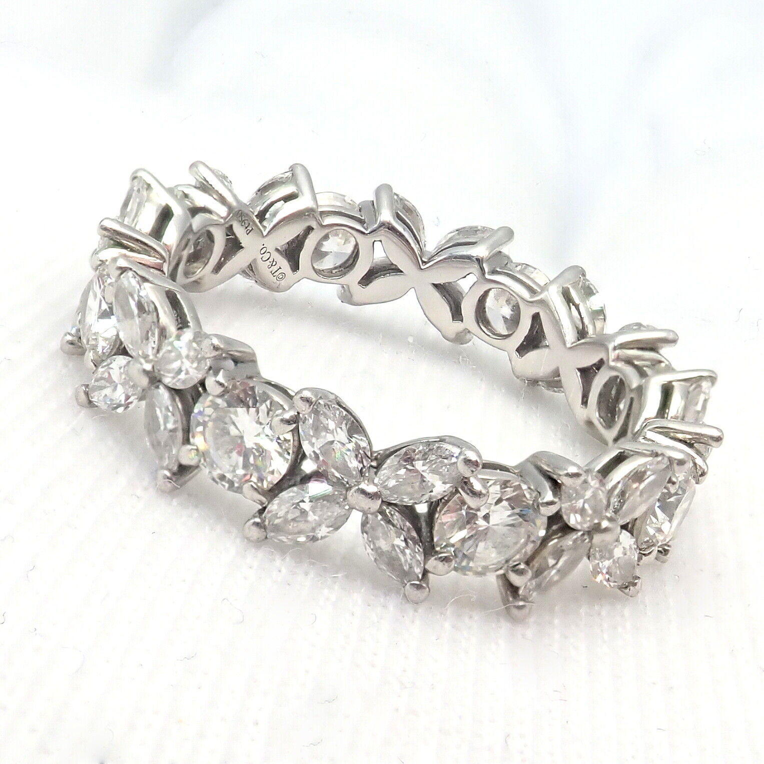 Tiffany & Co Platinum Alternating 1.93ct Diamond Victoria Band Ring sz 6 | Fortrove