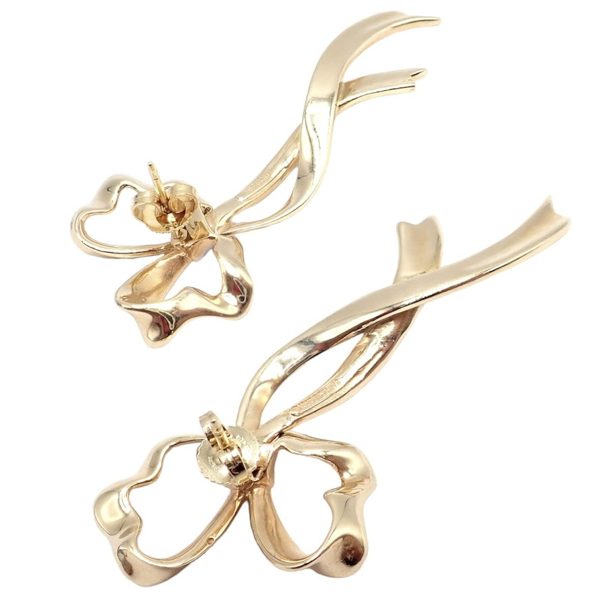 Tiffany & Co. Jewelry & Watches:Fine Jewelry:Earrings Authentic Tiffany & Co 18k Yellow Gold Diamond Large Ribbon Bow Earrings 1985