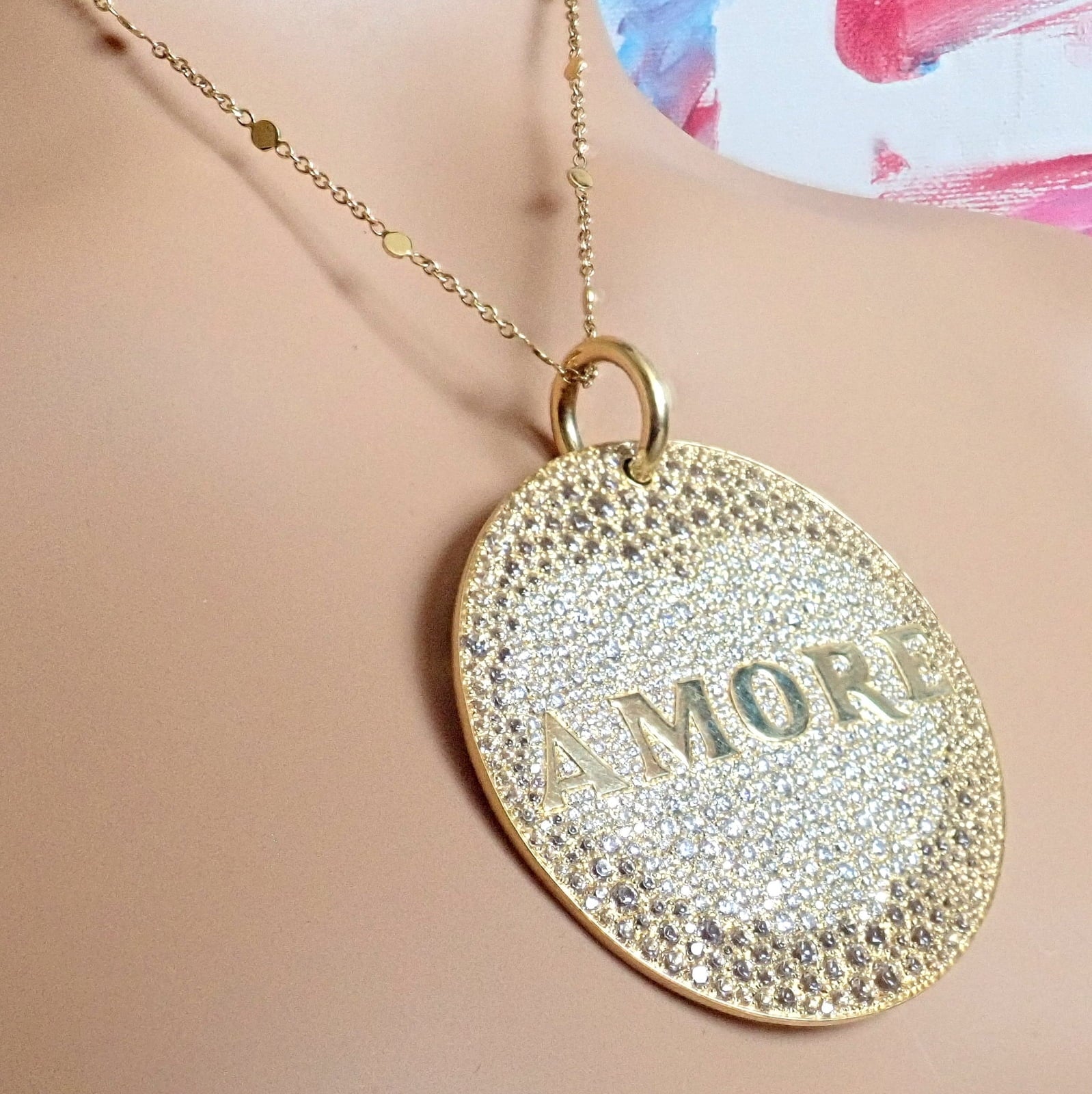 Pasquale Bruni Jewelry & Watches:Fine Jewelry:Necklaces & Pendants Pasquale Bruni 18k Yellow Gold Extra Large Diamond + Sapp Amore Pendant Necklace