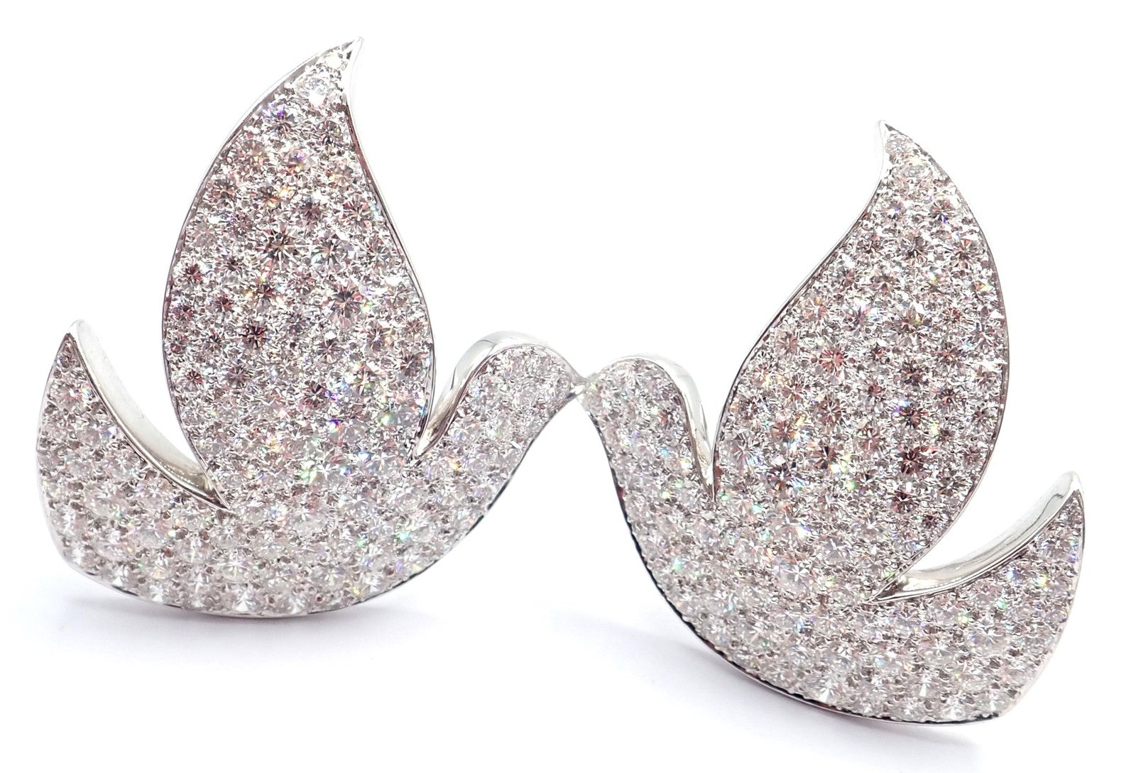 Authentic! Cartier Colombe Dove Of Peace 18k White Gold Diamond Earrings Paper | Fortrove