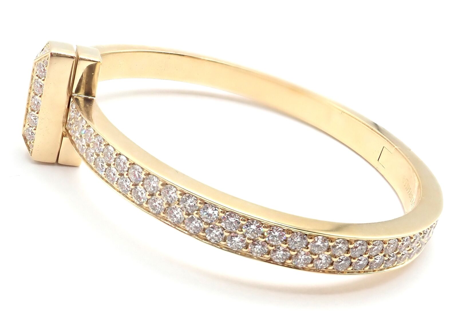 Tiffany & Co. Jewelry & Watches:Fine Jewelry:Bracelets & Charms Authentic! Tiffany & Co 18k Yellow Gold Diamond T1 Wide Hinged Bangle Bracelet