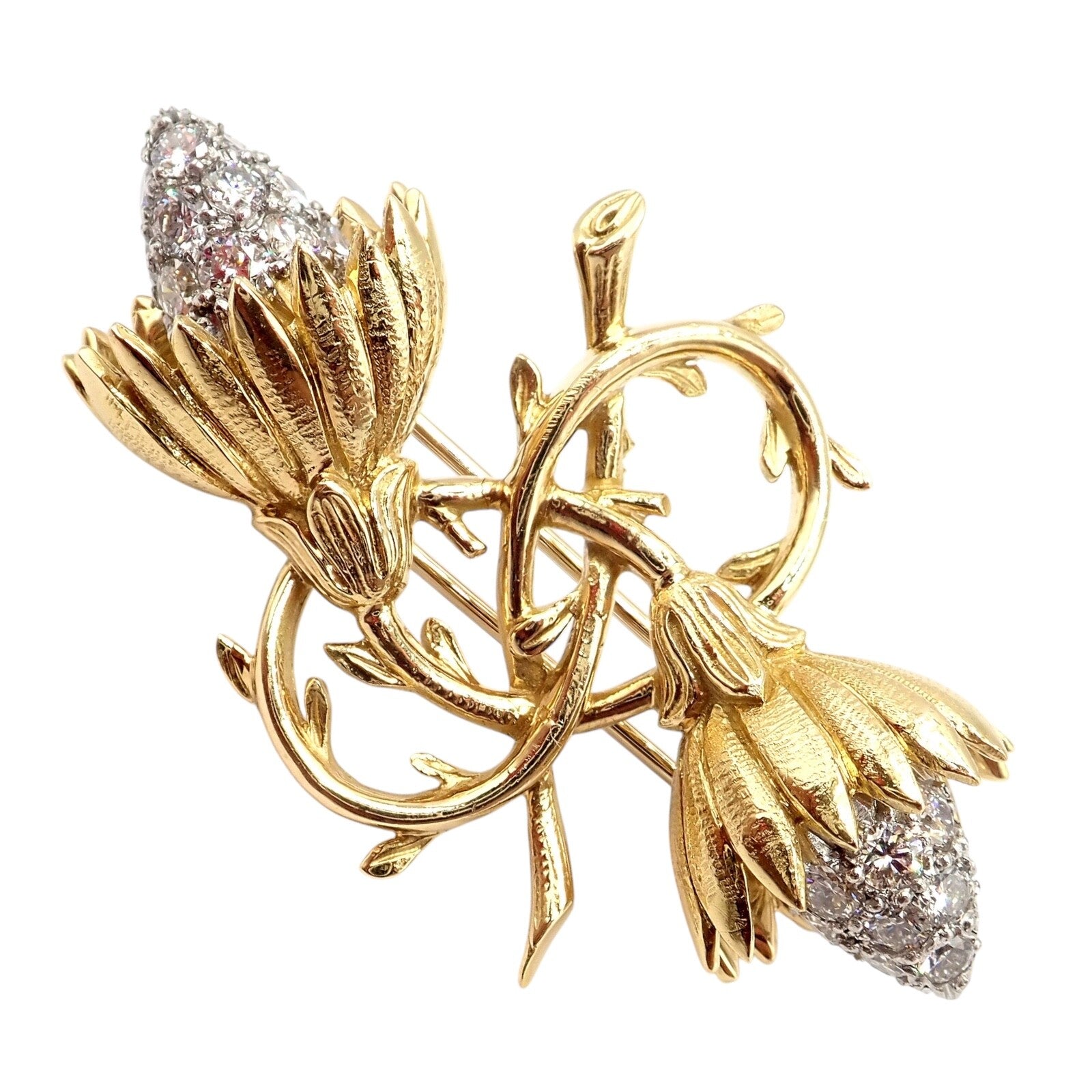 Jean Schlumberger for Tiffany & Co Jewelry & Watches:Fine Jewelry:Brooches & Pins Authentic! Tiffany & Co Schlumberger 18k Yellow Gold Platinum Diamond Pin Brooch