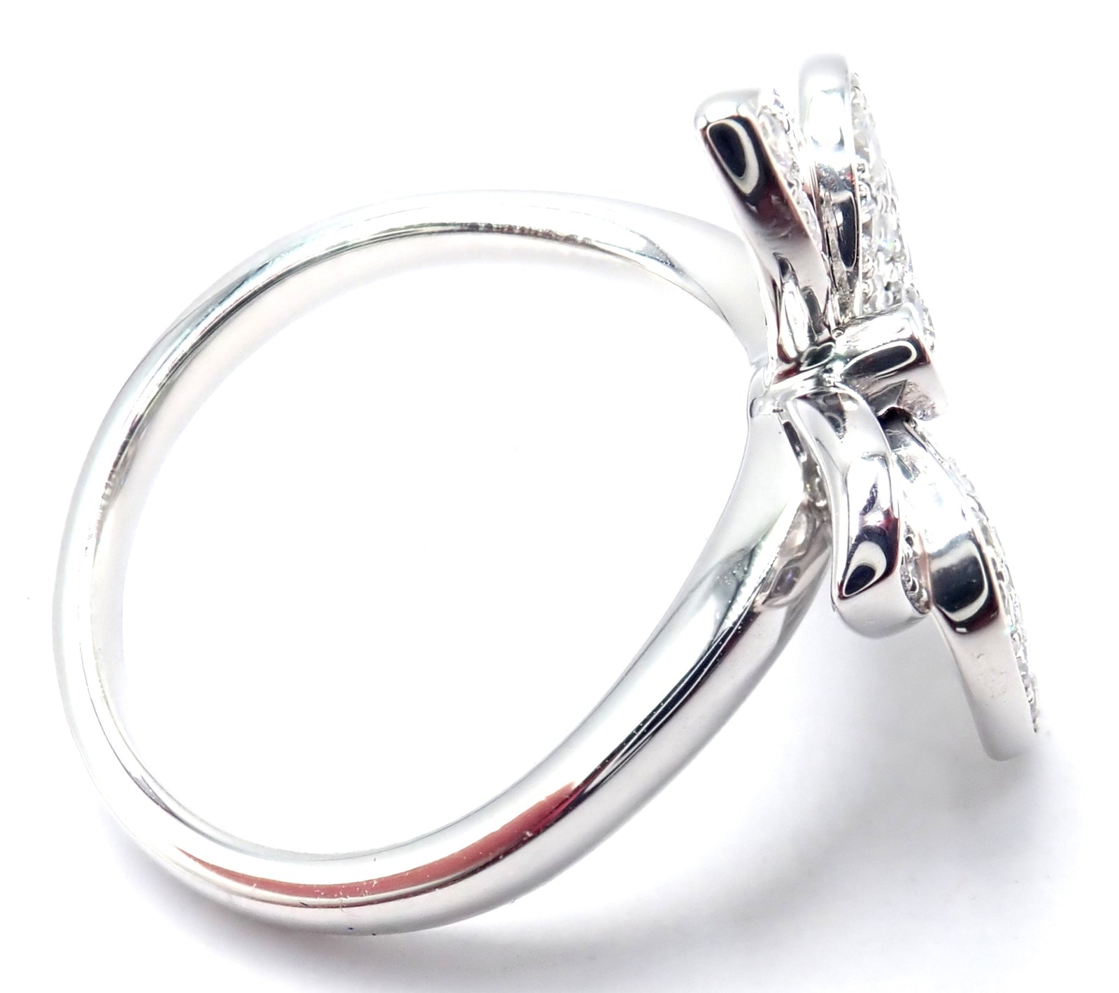 Authentic! Cartier Caresse D'orchidées Orchid Flower 18k White Gold Diamond Ring | Fortrove