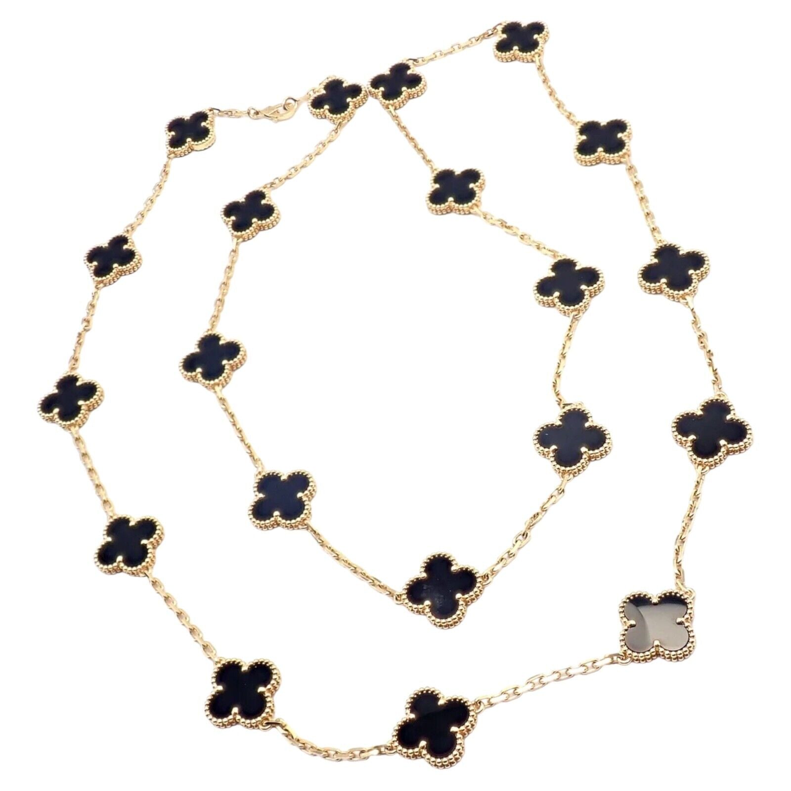 Van Cleef & Arpels Jewelry & Watches:Fine Jewelry:Necklaces & Pendants Authentic! Van Cleef & Arpels 18k Gold 20 Motif Black Onyx Alhambra Necklace