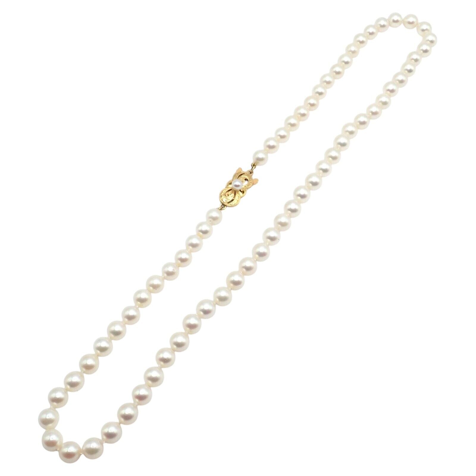 Authentic! Mikimoto 18k Yellow Gold 6.5mm Pearl 18