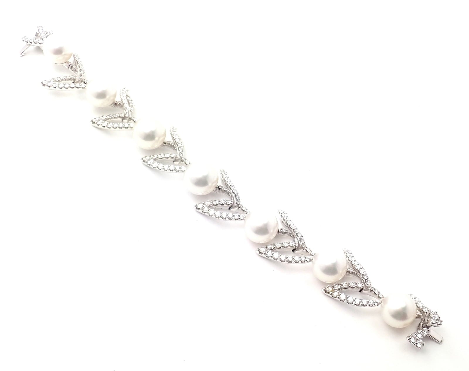 Mikimoto Jewelry & Watches:Fine Jewelry:Bracelets & Charms Rare! Authentic Mikimoto 18k White Gold 7ct Diamond 12mm Pearl Bracelet